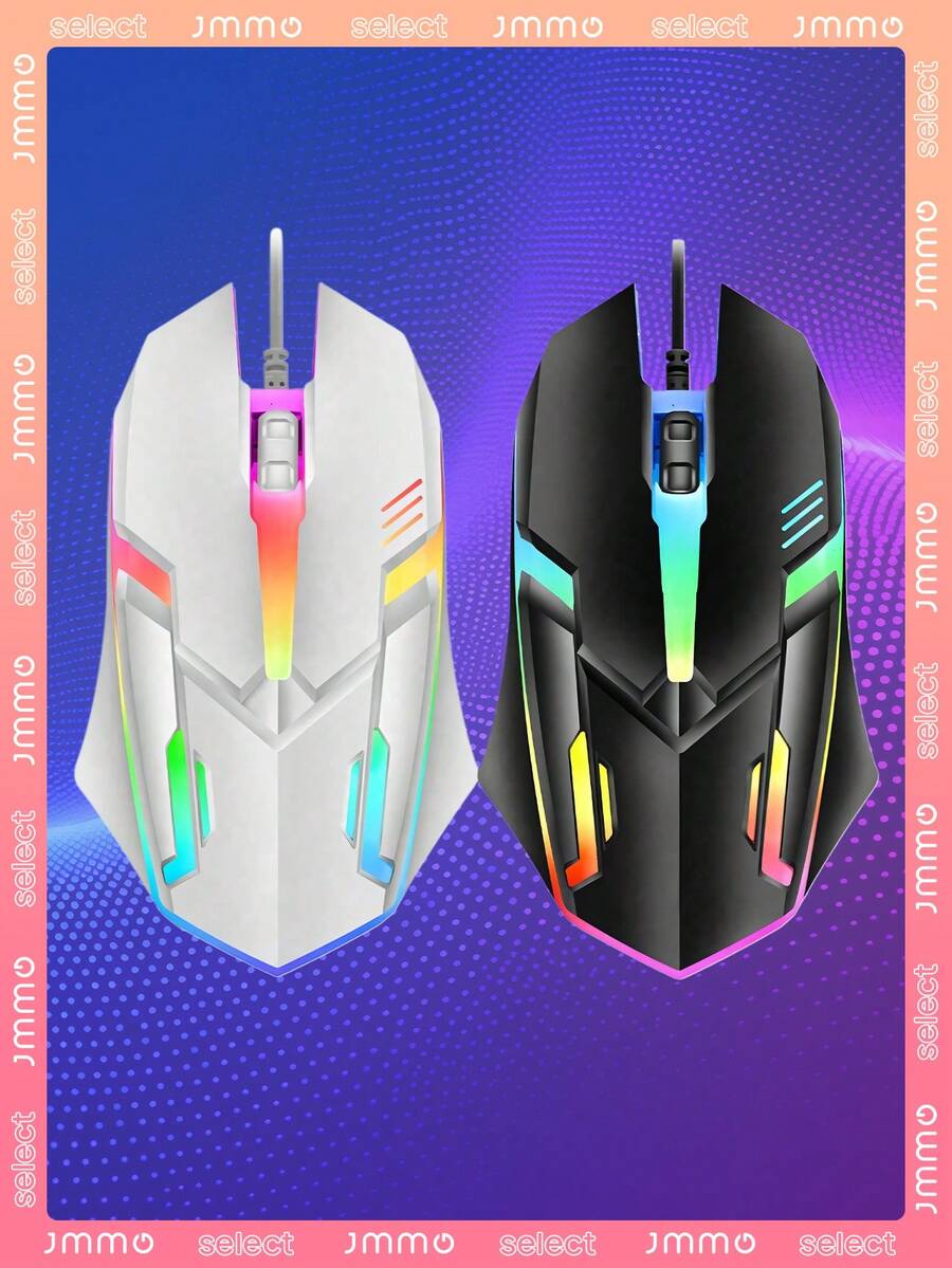 JMMO 有线 3 键鼠标彩色照明游戏和办公兼容 Microsoft Windows 和 Apple IOS 系统