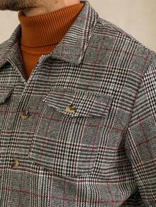 Manfinity Homme Manfinity 男士长袖灰色格子大衣，适合万圣节、圣诞节、日常街头穿搭、约会和办公室休闲场合，也是周年纪念日送给男友/丈夫的完美礼物，秋冬季必备。 - 彩色 - 查看 7