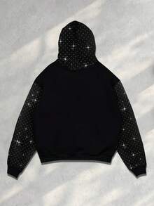 ROMWE MEN Street Life Sudadera con capucha de manga larga con gráfico de cruz, estilo casual punk y callejero, unisex, para otoño/invierno - Negro - Ver 2