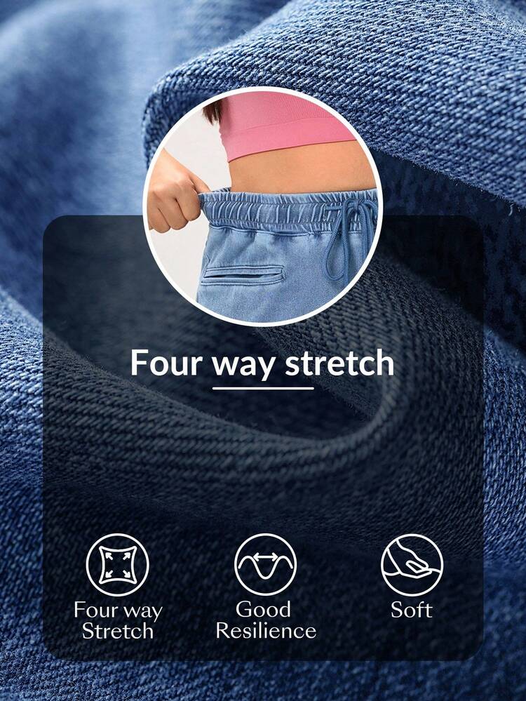 Flexra Oversized Sports Casual Straight Knit Jeans - Light Wash - View 7