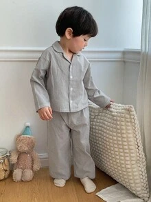 DAZY 2pcs Toddler Boys Casual Comfortable Round Neck T-Shirt And Pants Homewear Set