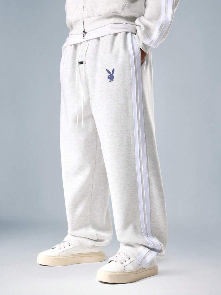 PLAYBOY X SUMWON Wide Leg Sweatpants With Contrast Side Stripes And Logo