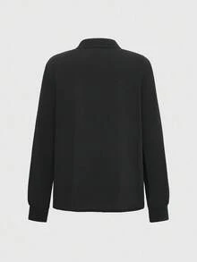 ROMWE Gothic Style Snake & Floral Embroidery Women Long Sleeve Shirt - Black - View 2