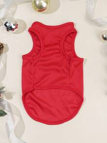 PETSIN 1pc Christmas Red Christmas Tree Print Pet Vest - Red - View 4