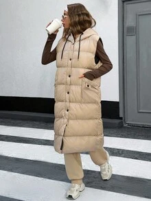 EURMUSE LONG WINTERCOAT With Big Pocket Detail - Beige - View 5