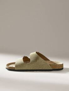 Solecia Men's Adjustable Buckle Design Casual Flat Sandals - Khaki - View 3