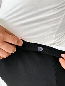 Plussiva Plus Size Maternity Bottoms, Solid Color, Casual, Comfortable, Stretchy, Slim Fit - Multicolor - View 9