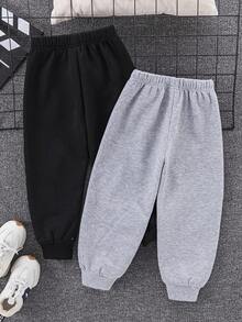 SHEIN 2pcs/Set Young Boy Casual Style Contrast Color Thermal Lined Sweatpants, Suitable For Autumn/Winter Boys Thermal Lined Sweatpants Boys Sweatpants Boys Warm Sweatpants Young Boys Winter Pants Fall