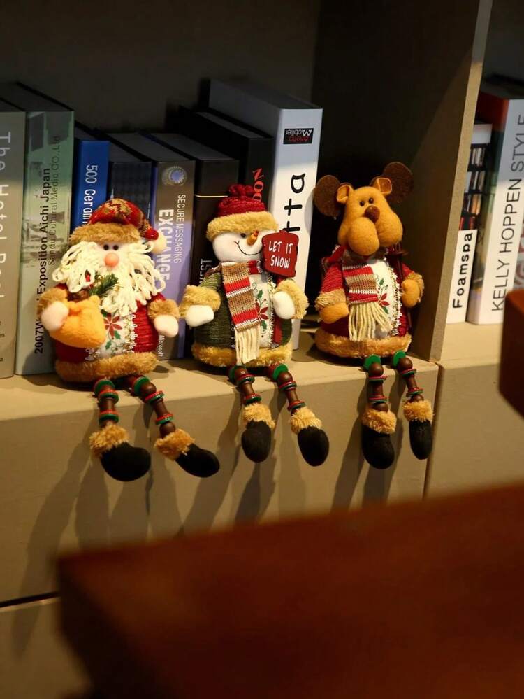Cirelle 1pc Cute Christmas Ornament Set With Santa Claus, Snowman, And Reindeer Decorations, Featuring Dolls With Long Legs. Suitable For Long Legged Table And Fireplace Decorations, Perfect For Gifts, Outfits, And Holidays - 彩色 - 查看 2