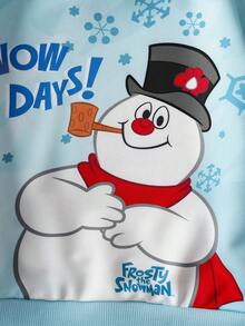 Frosty the Snowman X SHEIN Young Boy Casual Cute Christmas Snowman & Letter Print Dropped Shoulder Loose Pullover Sweatshirt , Autumn/Winter Fall - Multicolor - View 6