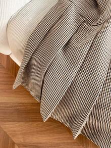 INAWLY 女士全新法式褶皱领扣无袖连衣裙