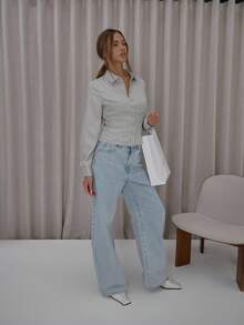 MUSERA Chemise boutonnée à manches longues et rayures ajustée, élégante, mignonne, sexy, streetwear, pour l'automne, la soirée et l'hiver