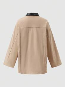 Casual Outdoor Long Sleeve Button Tween Girls Coats, Autumn/Winter Fall - Khaki - View 2