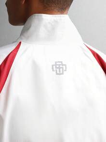 SUMWON 插肩色块尼龙常规版型轻便夹克休闲外套秋季春季街头风衣外套 - 白色 - 查看 4