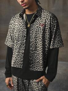AXEPEAK 男士豹纹衬衫和短裤套装 - 彩色 - 查看 6