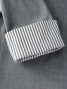 SHEIN PETITE CURVE 大码女式条纹拼布商务套装