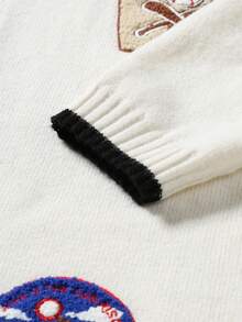 Manfinity Hypemode Men's Casual Collegiate Patch-Up Cardigan , Fall Winter