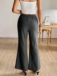Siren Gaze 女士秋季服装秋季女士优雅人字形喇叭裤女装2025新款秋冬正式奢华别致商务休闲通勤阔腿喇叭裤非常适合外出工作聚会毕业舞会国庆 - 深灰色 - 查看 5