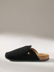 Solecia 男士休闲百搭简约平底拖鞋 - 黑色 - 查看 3
