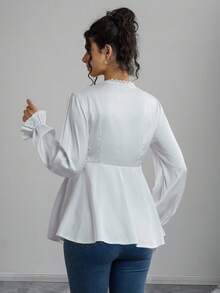 SHEIN Casual Solid Color Long Sleeve Drawstring Loose Nursing Tops