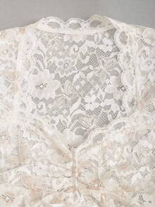 Fairmaia Top élégant de mode femme à col en cœur, manches courtes, style traditionnel allemand, couleur unie - Nude - Voir 5