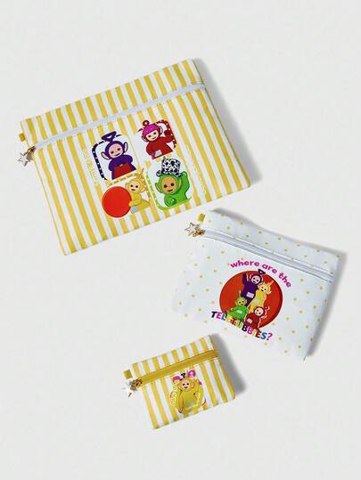 Teletubbies X ROMWE Süße Cartoon-Grafik Kosmetiktasche mit großer Kapazität und Tragegriff