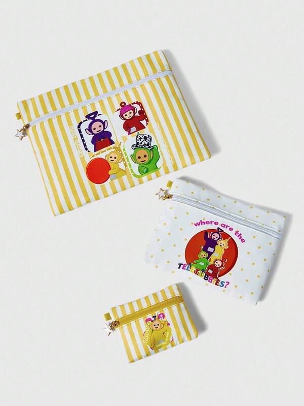 Teletubbies X ROMWE Borsa cosmetica portatile di grande capacità con grafica di cartoni animati carina