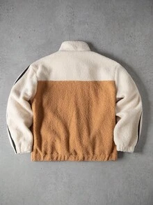 PAVTROS 男士休闲宽松拉链立领夹克男士羊毛夹克泰迪夹克拉链羊毛夹克男士拉链夹克羊毛夹克，秋冬 - 彩色 - 查看 2