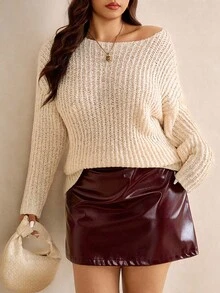 Elaquor Cardigan tricoté polyvalent, confortable et doux de style français minimaliste et 3D, grande taille pour femmes - Beige - Voir 3