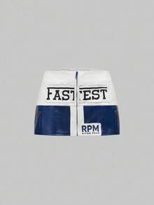 ROMWE Street Life Váy ngắn gợi cảm thêu PU đua xe mô tô cho nữ - Nhiều màu - Xem 1