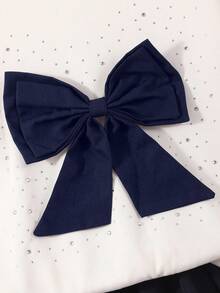 SHEIN 青少年 3D 蝴蝶结水钻装饰拼色蛋糕裙，适合休闲、学生女孩日常穿着 - 藏蓝色 - 查看 3