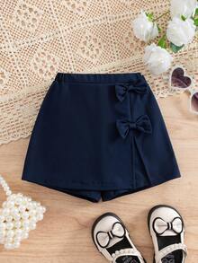 SHEIN 男婴可爱休闲百搭海军蓝蝴蝶结松紧腰短裤 - 藏蓝色 - 查看 1