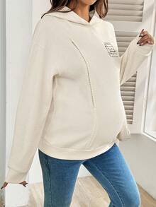 SHEIN Autumn And Winter Maternity Casual Hooded Drop Shoulder Long Sleeve Fleece Sweatshirt, Autumn/Winter Maternity Sweatshirts Maternity Hoodies Nursing Hoodies Breastfeeding Hoodies Pregnancy Clothes