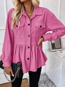 EMERY ROSE Chaqueta casual de mujer de unicolor con botones y manga larga, uso versátil para el día a día - Rosa Fucsia - Ver 6