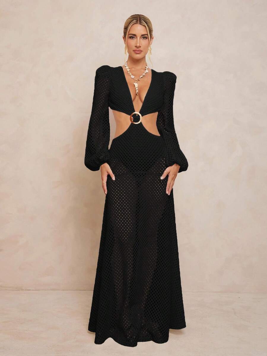 Lumalex 露背收腰喇叭裙,适合女士穿着,奢华舞会、聚会、宴会、低调奢华的节日派对、锐舞派对、音乐节、郊游、度假、户外活动等场合,层次丰富,适合婚礼季、宴会、新年等场合,黑色性感连衣裙,派对造型,晚宴礼服,秋季情侣套装,求婚礼物,爱的庆祝,甜蜜的情人节约会之夜连衣裙,小黑裙,紧身连衣裙,鸡尾酒裙 - 黑色 - 查看 1