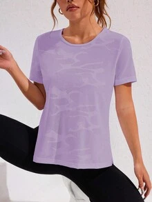 Gameset SHEIN Sport Sporty Short Sleeve Tee With Hollow Out Designworkout Tank Top Gym Women Shirts - Purple - View 5