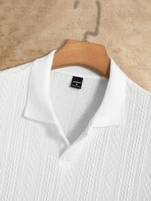 HIMLAND Men's Casual Loose Knit Drop Shoulder Polo Shirt With Turndown Collar, Short Sleeve Men Polo Shirt Knitted Polo Shirt Men Textured Polo Shirt Short Sleeve Polo Shirt, Old Money