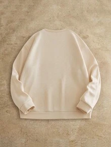 Mainfolk Men's Casual Thanksgiving Pumpkin Graphic Pullover, For Holiday & Daily Wear Pumpkin Crewneck Fall Sweatshirt, For Halloween, Winter - Khaki - View 3