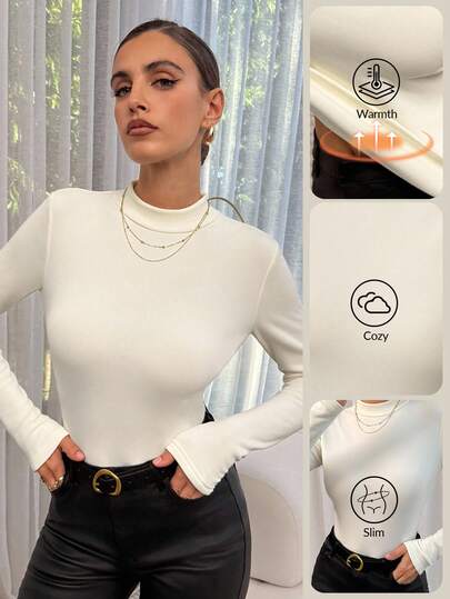 Lavishia Warm gebreid wollen T-shirt voor dames