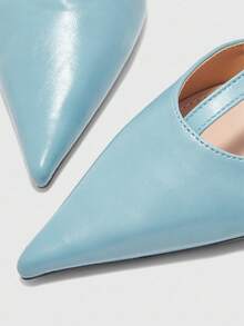 CUCCOO BIZCHIC Giày cao gót hở gót quai chữ T mũi nhọn cho nữ - Màu xanh lam - Xem 7