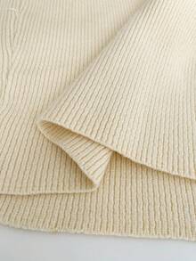 Elenzga 大码女式露肩长袖刺绣花卉装饰修身腰部修身优雅浪漫毛衣裙，秋冬 - 彩色 - 查看 7