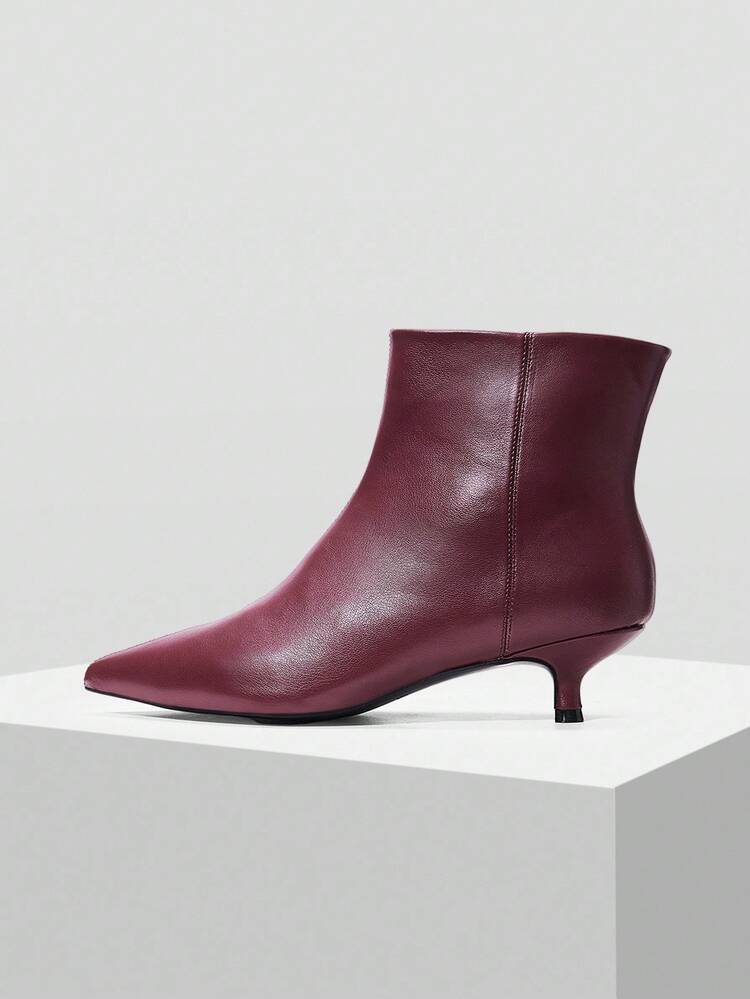 WOMEN'S FASHION COMMUTER MINIMALIST PU LEATHER POINTED TOE LOW HEEL ANKLE BOOTS FOR CHRISTMAS SPRING SHOES