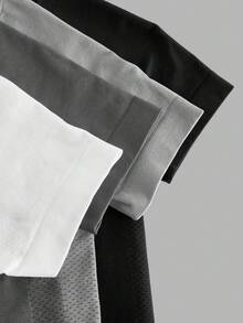 SHEIN Sports 4 件 Sport Studio 夏季休闲纯色无缝短袖运动 T 恤 - 彩色 - 查看 4