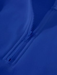 INAWLY Moletom casual plus size com zíper frontal, manga longa e estampa lisa, ideal para formaturas, professoras e para a volta às aulas no outono. - Azul Real - Ver 5