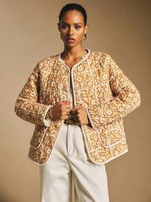 Poéselle 女士时尚通勤全印花夹克，秋冬款 - 彩色 - 查看 7