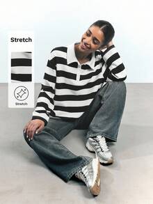 Maija 2025 Autumn Casual Long Sleeve Button Front Loose Versatile Minimalist T-Shirt Top, Simple Urban Business Casual Women's Office Wear, Cute Outfit For Going Out, School, Christmas Party