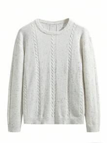 Manfinity CityGents Maglione casual da uomo a girocollo con motivo a pois, maglione lavorato a trecce da uomo per autunno/inverno