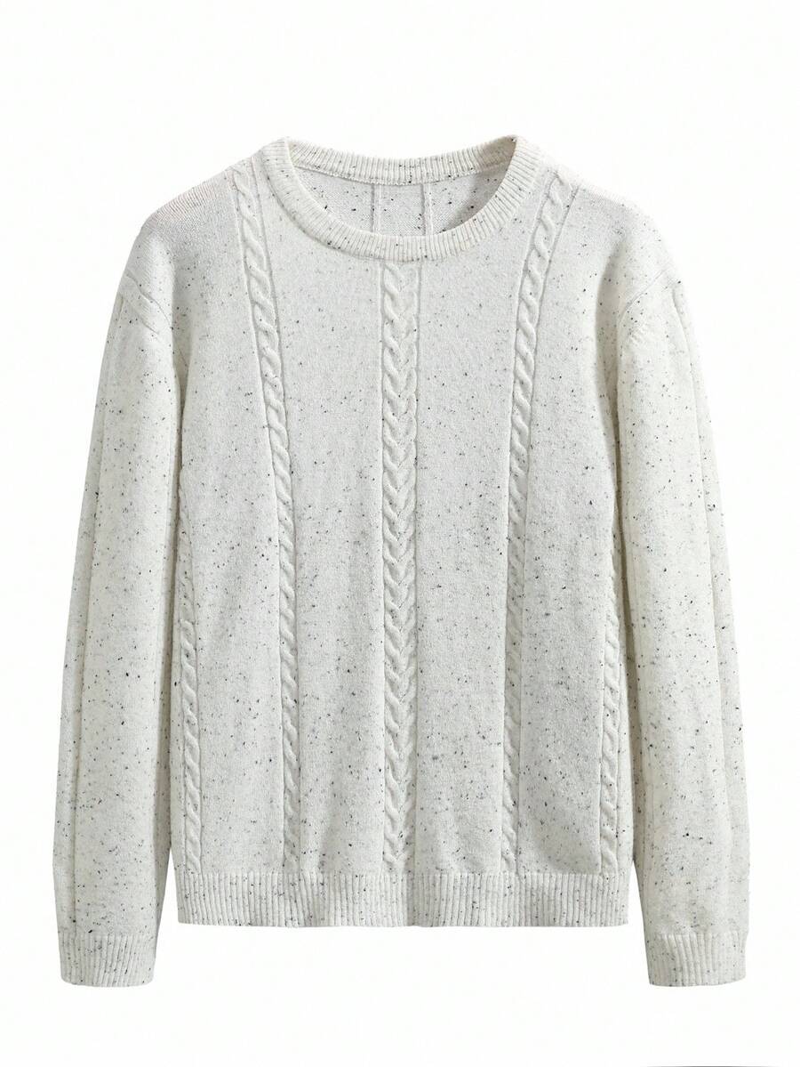 Manfinity CityGents Maglione casual da uomo a girocollo con motivo a pois, maglione lavorato a trecce da uomo per autunno/inverno