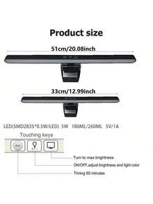 LED电脑显示器灯条用于学习/阅读/工作调光夜间照明显示屏吊灯护眼灯 - Multicolor - 查看 7