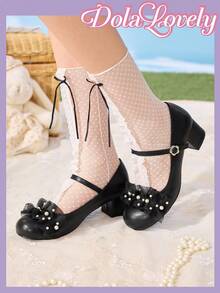 Dola Lovely 女士时尚白色优雅洛丽塔高跟鞋 - 黑色 - 查看 1